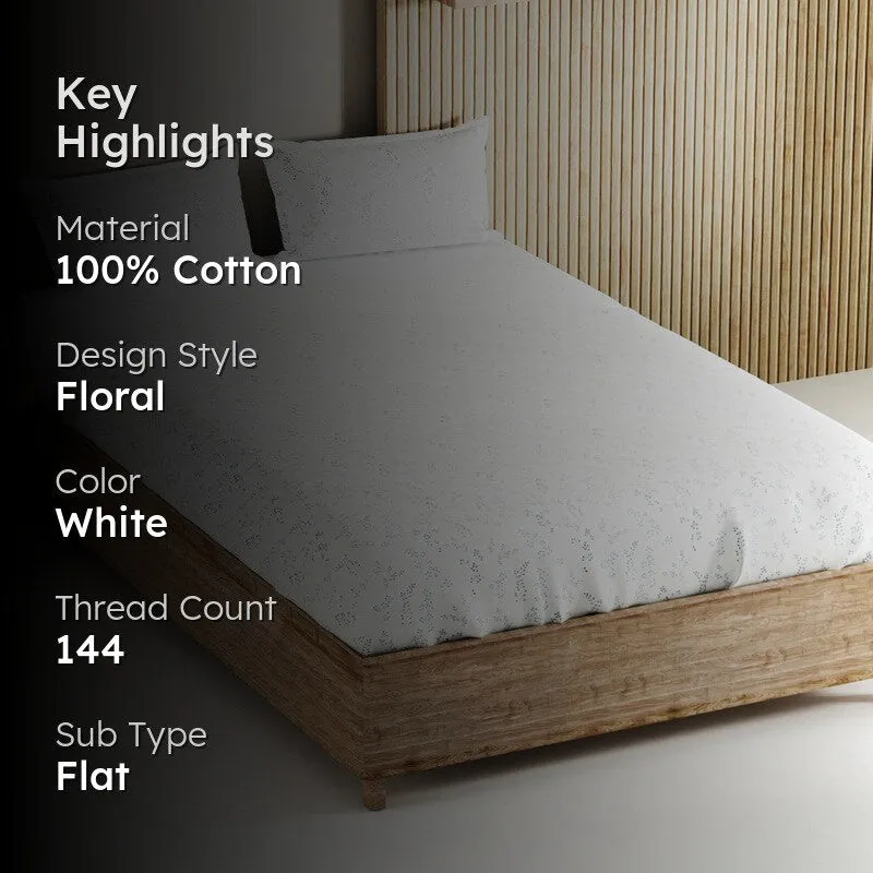 Fenric Cotton Bedsheet (White) - 144 TC media 2