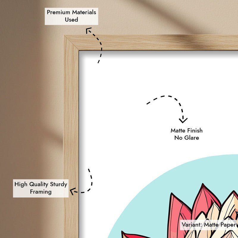 Lotus In Color Archival Paper Wall Art  - Natural Brown Frame media 7