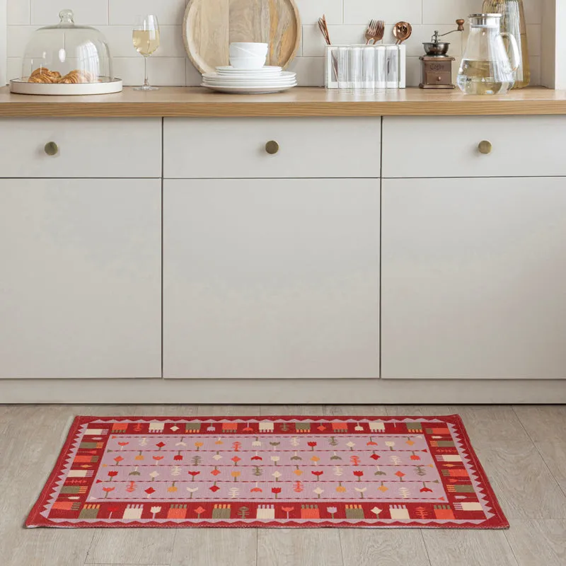 Dralen Cotton Door Mats - Red, Pink media 5