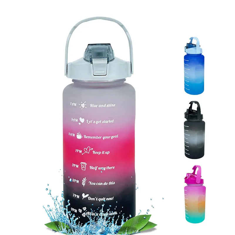 Ombre Sip Water Tumbler With Straw & Stickers (Black,Pink) - 2 L media 5