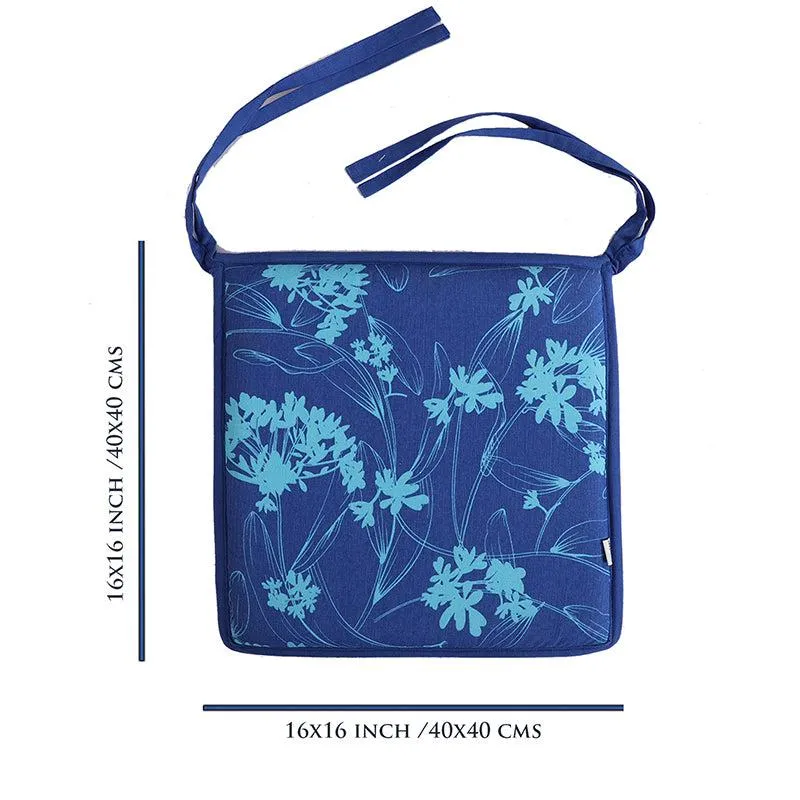 Spring Garden Floral Chair Pad (Blue) - Set Of Two media 5