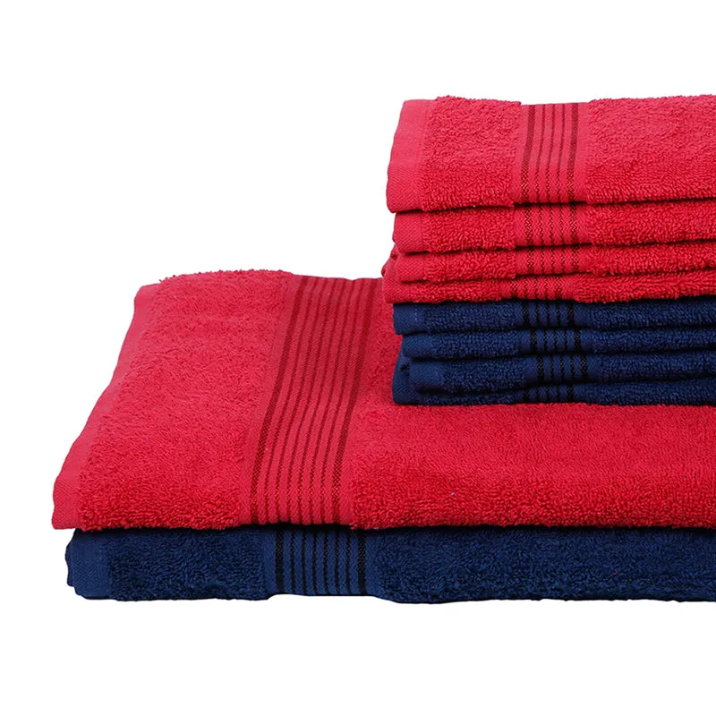 Comfora Bath & Face Towel Set (Blue,Red) - Ten Piece Set media 3