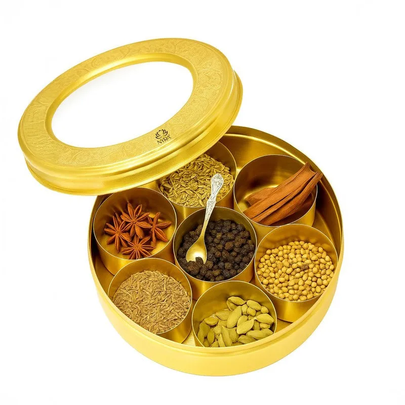 Seara Brass Masala Box with Conatiners - Eight Piece Set media 5