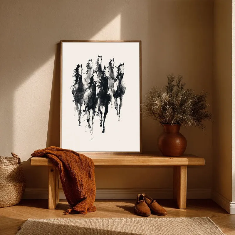 Vintage Horse Gallop Wall Painting With Brown Frame media 6