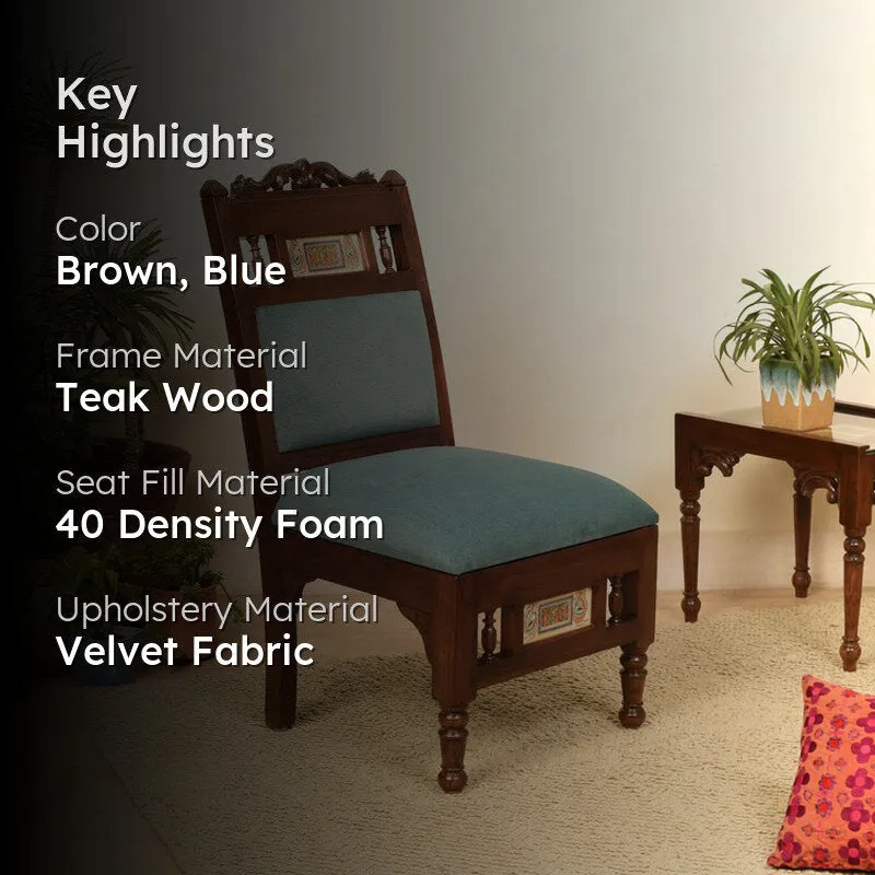Sumo Teak Wood Accent Chair - Blue media 2
