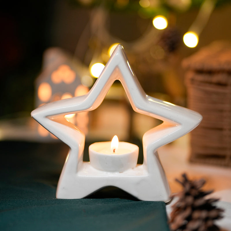 Wish Upon A Star Festive Ceramic Tea Light Holder