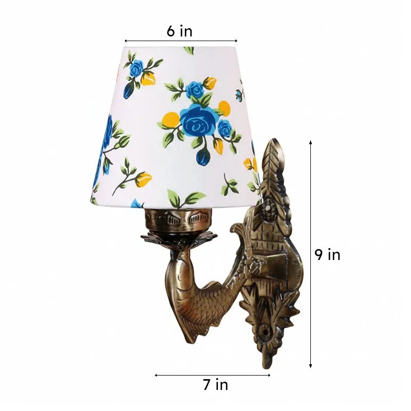 Ziada Stiva Blue Fleur Conical Fabric & Metal Wall Lamp media 6