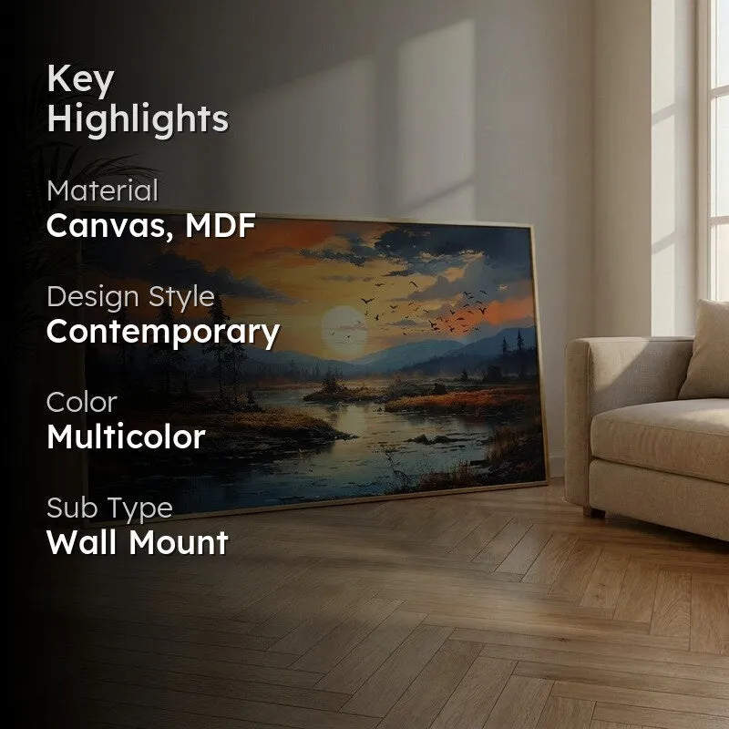 Amber Sky Canvas Wall Painting With Frame media 2