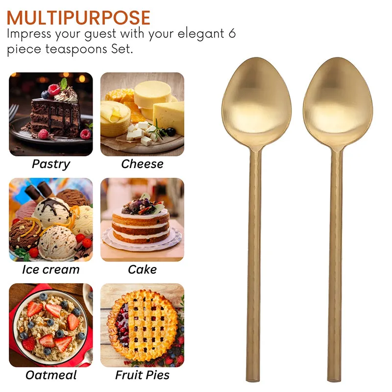 Zarifa Stainless Steel Spoon Set (Gold) - Set Of Six media 7
