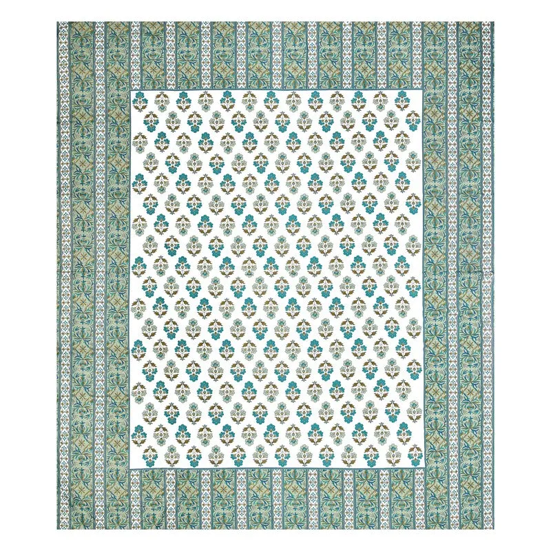 Shringar Cotton Bedsheet (Green,White) - 180 GSM media 5