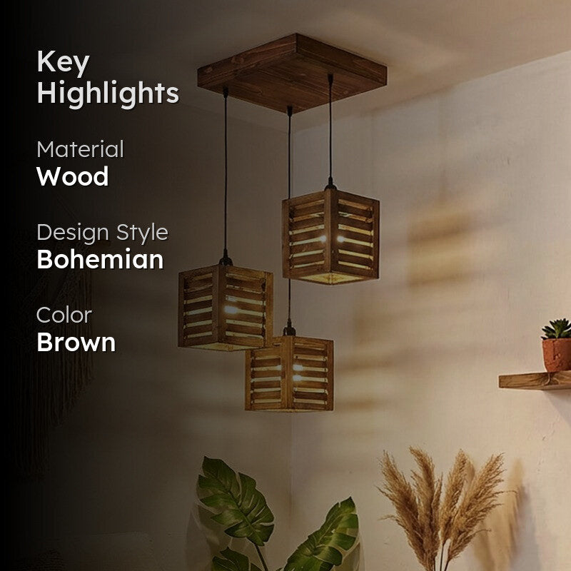 Ankaa Cluster Wooden Ceiling Lamp media 2