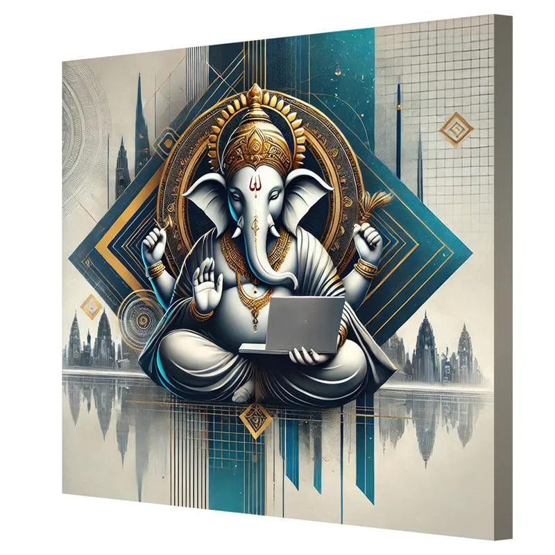 Uchhista Ganapati Poly Canvas Wall Painting media 6