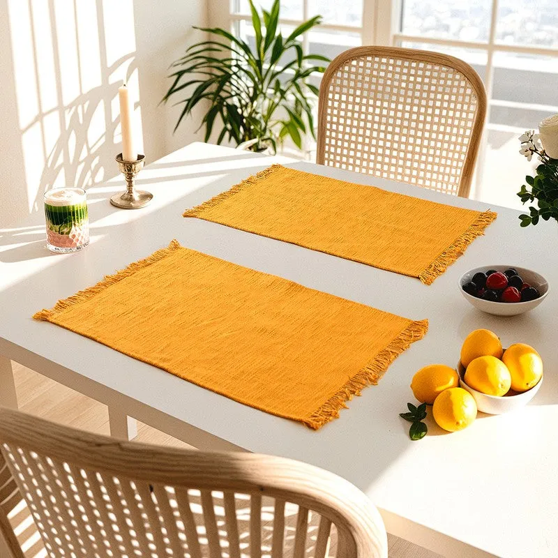 Elegant Yellow Cotton Table Runner - Set Of Two media 3
