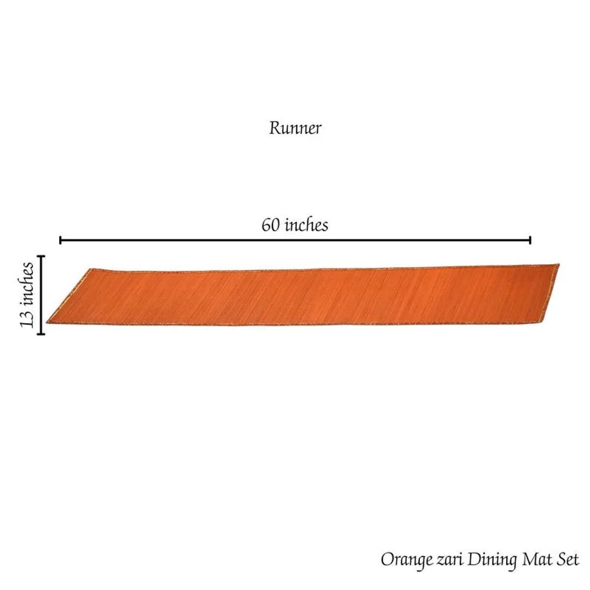 Orange rectangular table runner displayed across a dining table