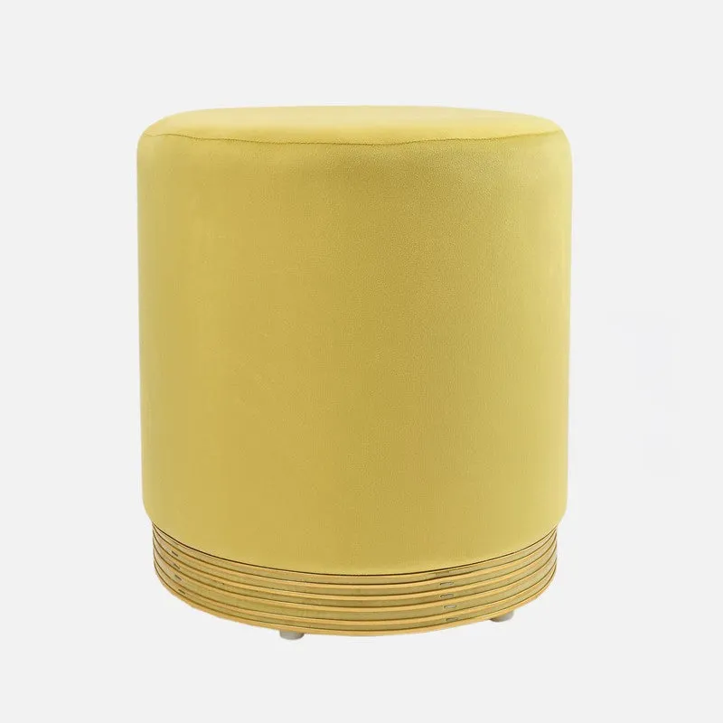 Velour Solid Velvet Pouffe - Yellow media 3