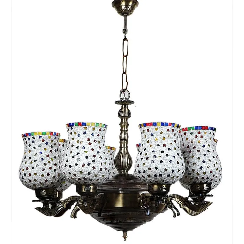 Ekta Vilona Mosaic Golden Metal Ceiling Lamp - Multicolor media 3