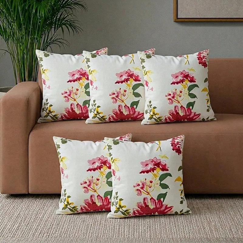 Issa Floral Cotton Cushion Cover - Set Of Five media 1