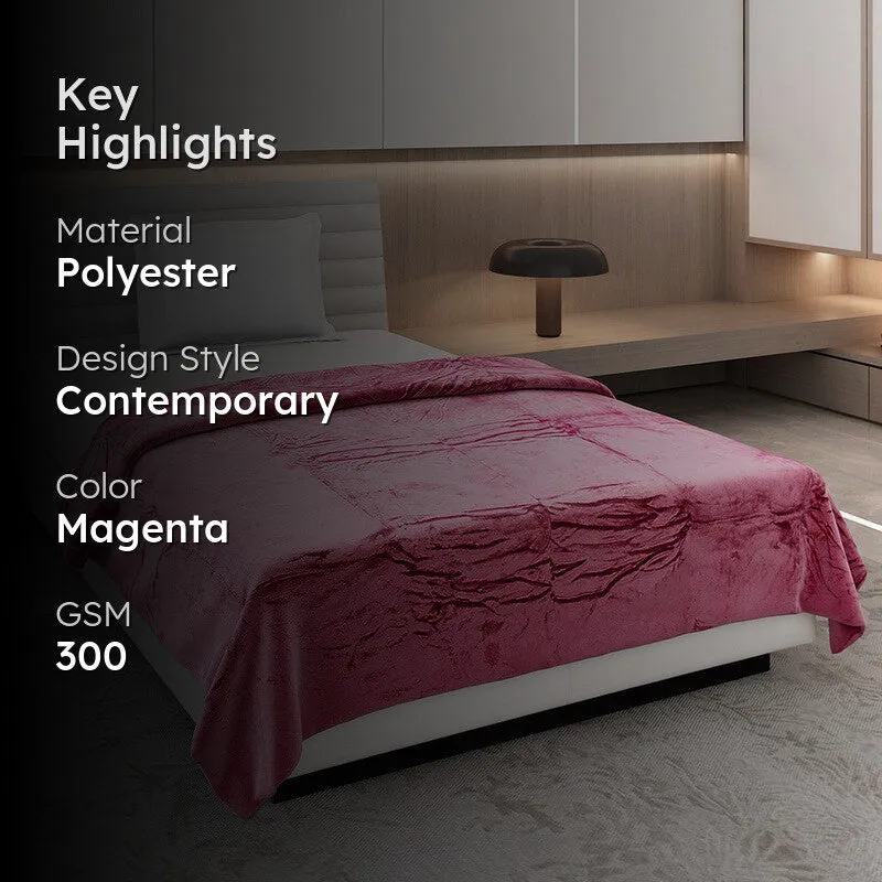 Monte Carlo Luxora Solid Polyester Blanket (Magenta) - 300 GSM media 2