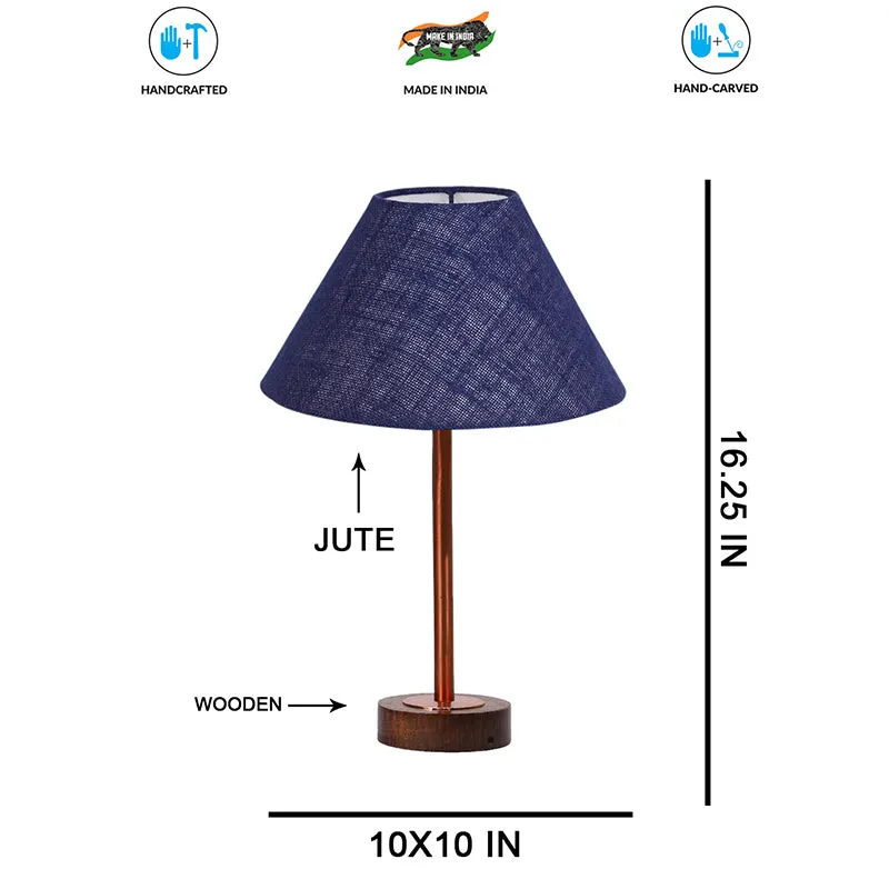 Sienna II Rodin Wooden Table Lamp - Blue,Copper,Brown media 7