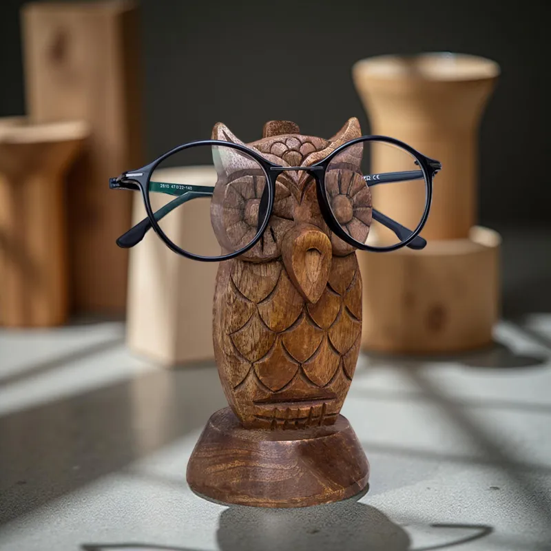 Owl Handcarfted Mate Spectacle Holder media 1
