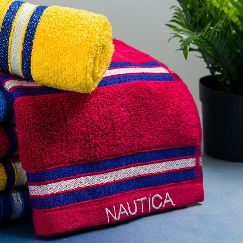 Nautica Dove Dual Down Cotton Hand Towel (Yellow,Red & Blue) - Set Of Six media 4