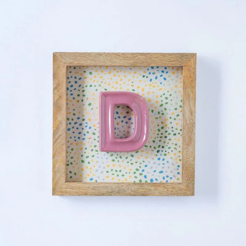 (D) Mini Mottled Mono Ceramic & Wooden Wall Accent - Pink media 3