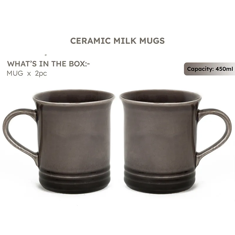 Brew Ceramic Coffee Mug (450 mL Each/Smoke Grey) - Set of Two media 4