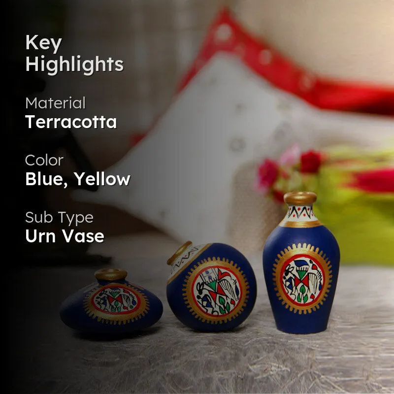 Jal Handpainted Terracotta Vase - Three Piece Set media 2