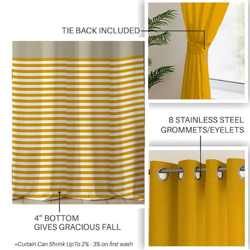 Urban Space Stripped Yellow Cotton Curtains - Set Of Two media 5