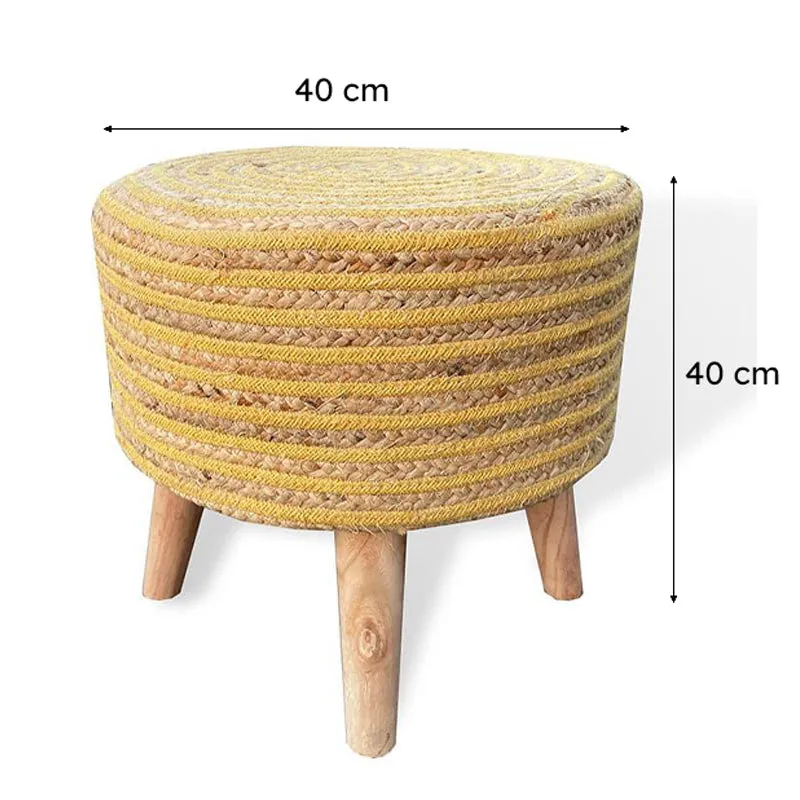 Junis Striped Juco Ottoman - Yellow media 6