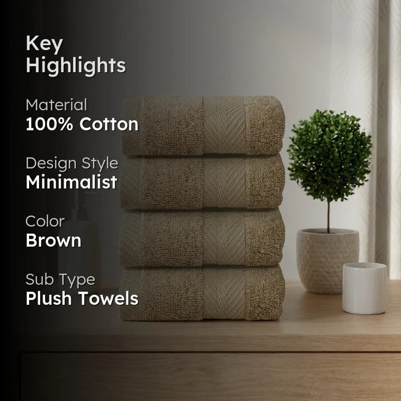 PlushAura Cotton Face Towel (Camel) - Set Of Four media 2