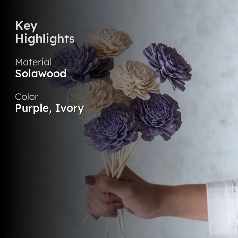 Estar Solawood Flower Sticks (Ivory & Purple) - Set Of Ten media 2