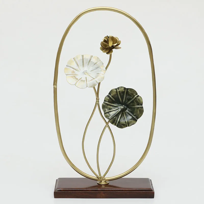 Botanical Elegance Metal & Wood Showpiece media 3