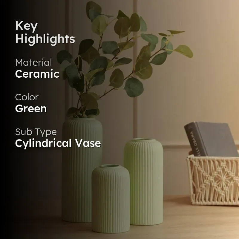 Pasha Ceramic Vase (Green) - Set Of Three media 2