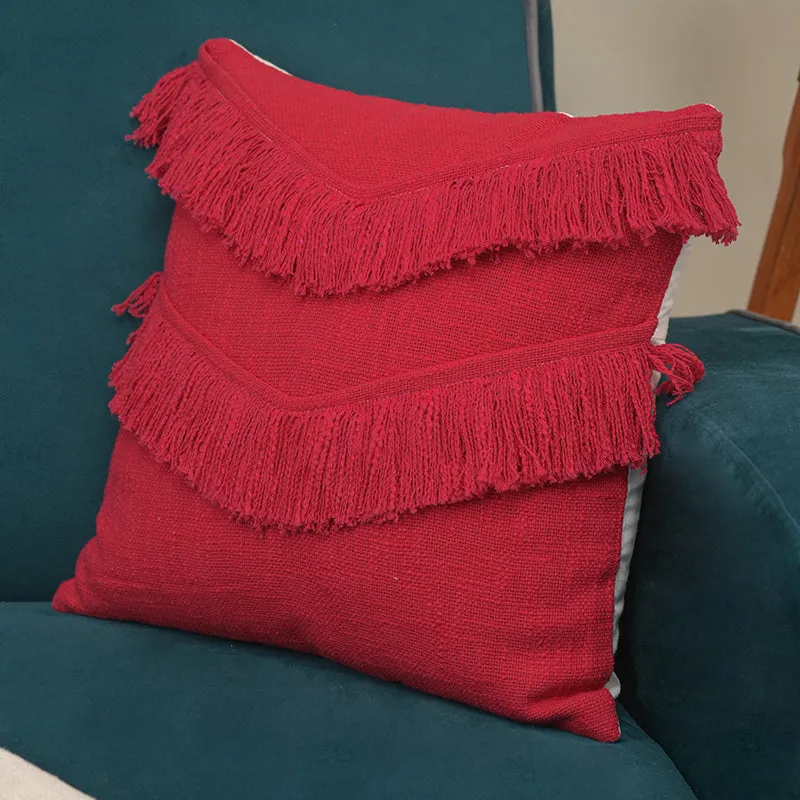 Fringe Comfort Cushion Cover - Red media 4