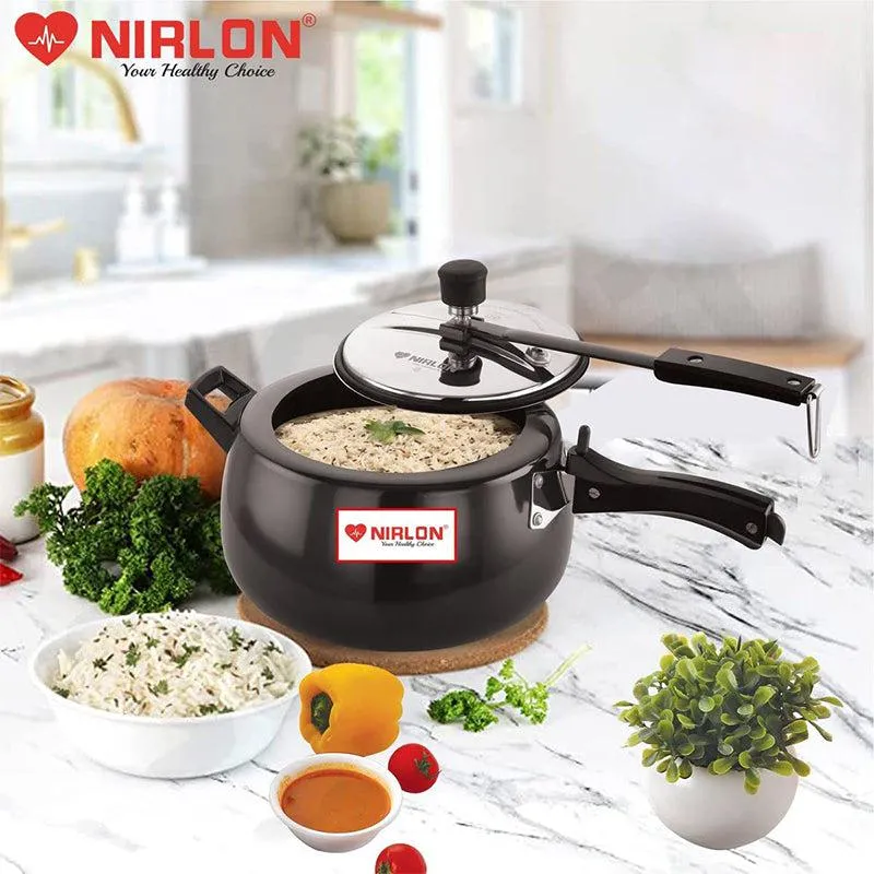 Nirlon Hard Aluminum Anodized Pressure Cooker - 5000 mL/ 7 Inches media 4