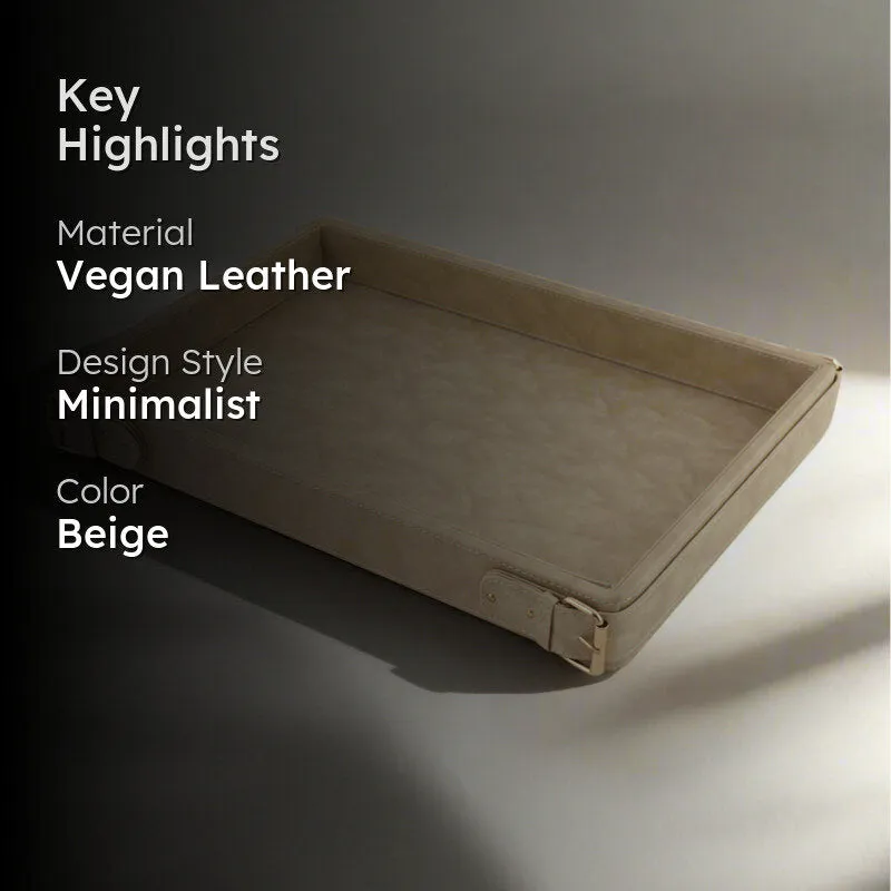 Redvo Vegan Leather Serving Tray - Beige media 2
