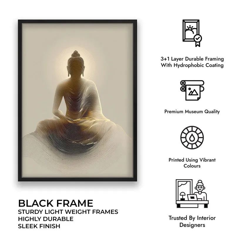 Buddha Seated in Radiance Archival Paper Wall Painting With Black Frame media 9