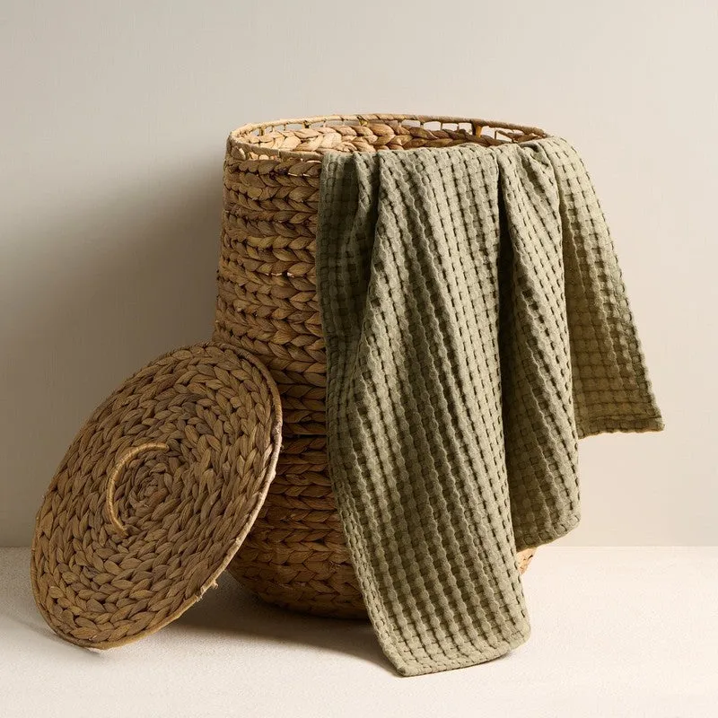 Ambar Waffle Weave Bamboo Cotton Bath Towels - Olive Green media 3