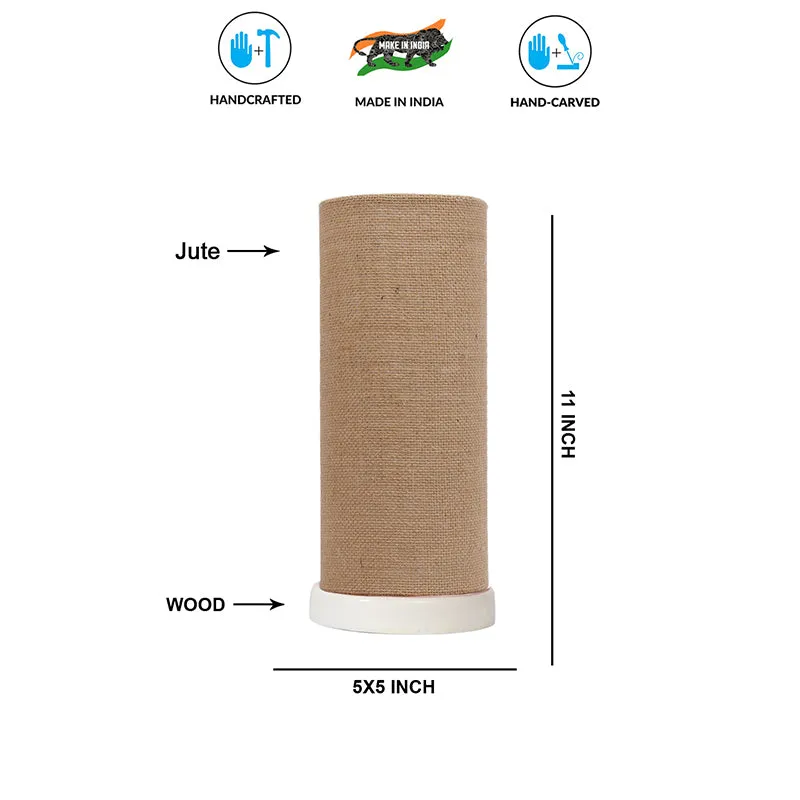 Esto Tower Wooden Table Lamp With Jute Shade - Beige,White media 4