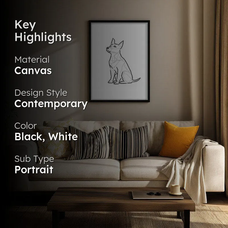 Geometric Dog Archival Canvas Wall Art - Black Frame media 2