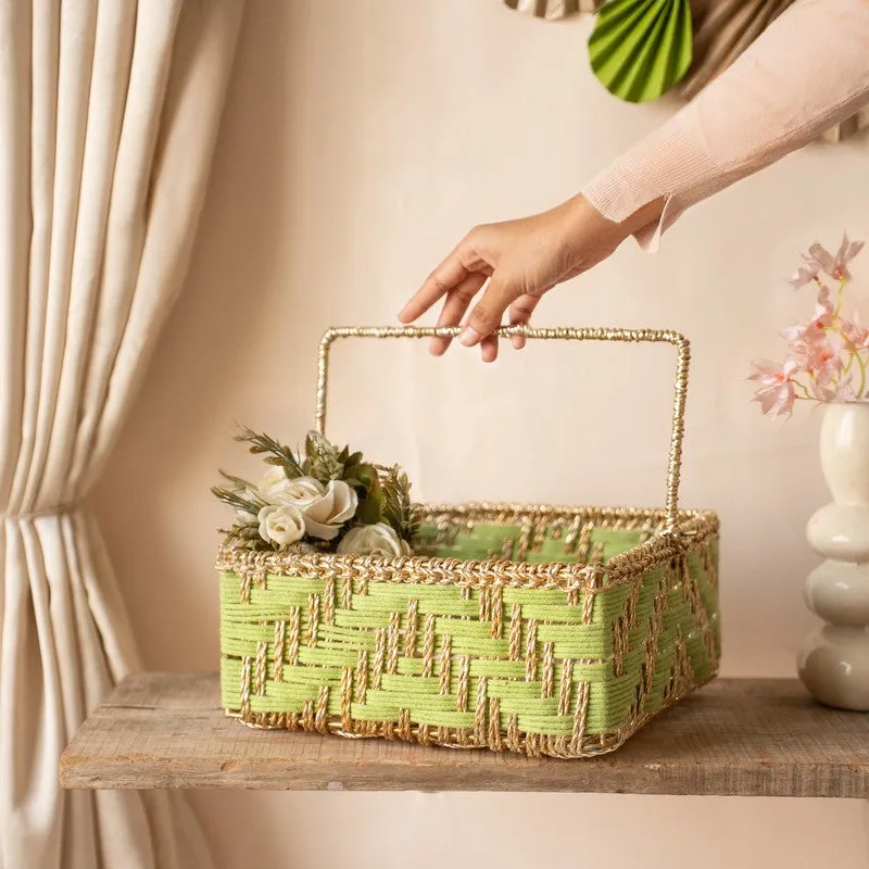 Aarohi Zari Woven (Cotton,Metal,Zari) Storage Basket media 3