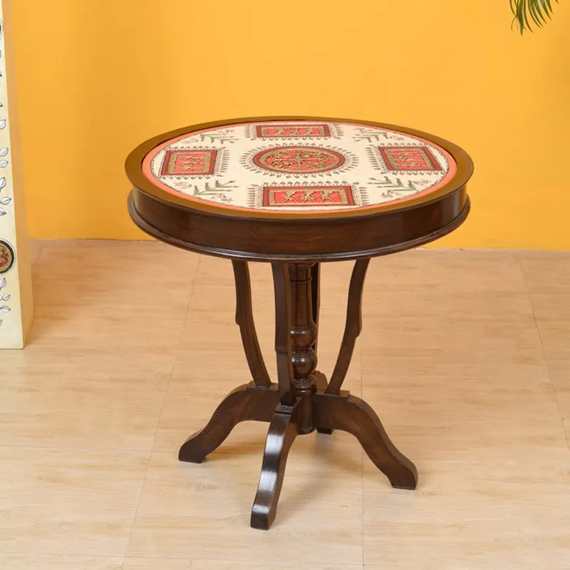 Kilm Pillar Teak Wood Side Table media 1