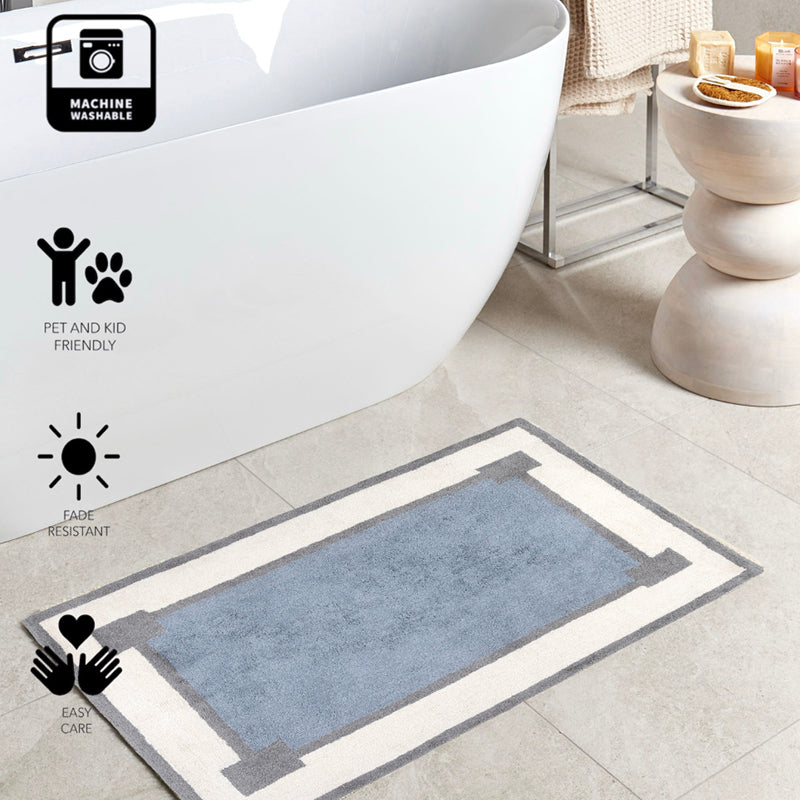 Zerina Cotton Bath Mat - Blue & White media 5