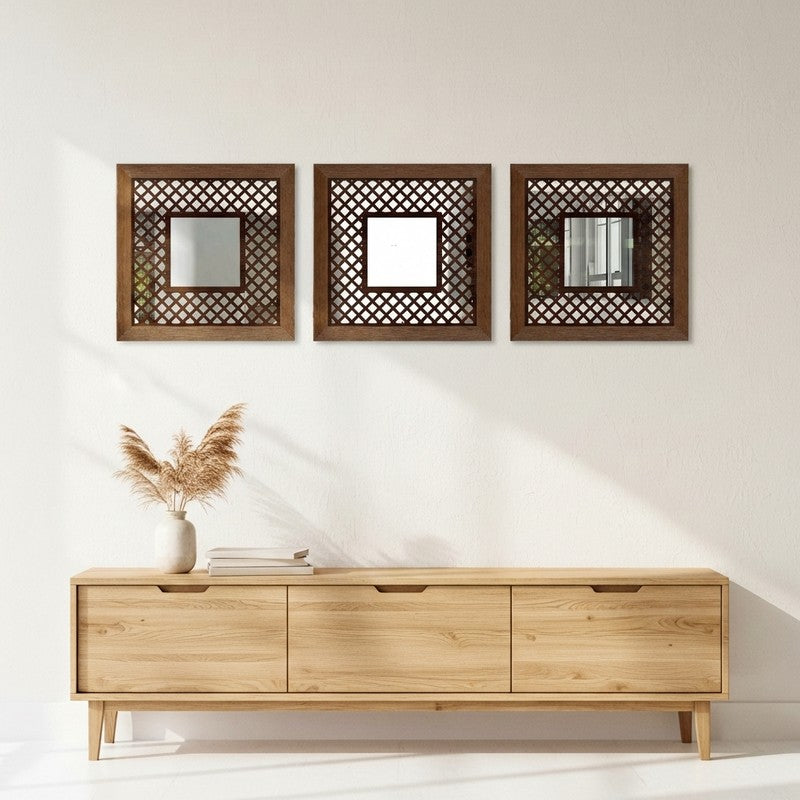 Gleamira Wall Mirror With Wooden Frame - Set Of Three media 4