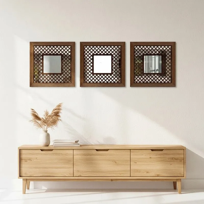 Gleamira Wall Mirror With Wooden Frame - Set Of Three media 4