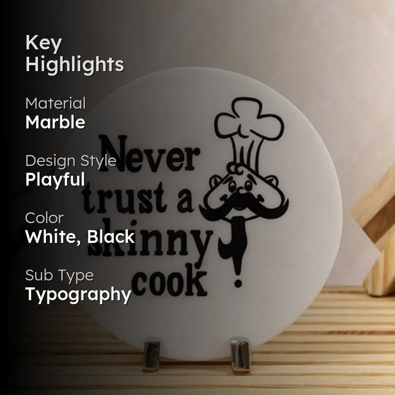 Cooking Motto Hand Painted Marble Showpiece media 2