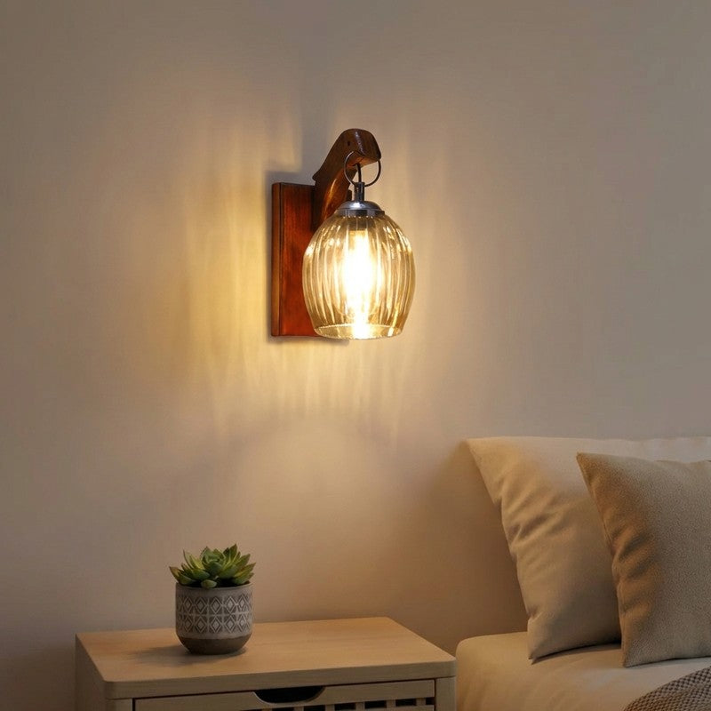 Warm Amber Decorative Glass Wall Lamp