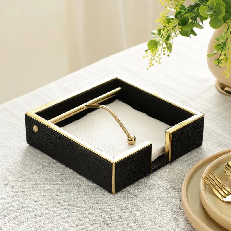 Roho Leather Tissue Holder - Black media 1