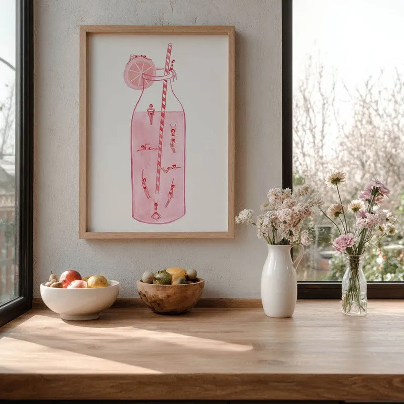 Summer Bloom Sip Archival Canvas Wall Art - Brown media 6